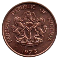 ФЕДЕРАТИВНАЯ РЕСПУБЛИКА НИГЕРИЯ. 1/2 КОБО 1973. UNC.