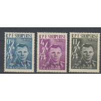 Космос. Гагарин. Албания. 1961. 3 марки. Michel N 842-844 (15.0 е)