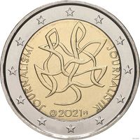 2 евро 2021 Финляндия Журналистика UNC из ролла