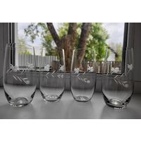 Стаканы 300 мл, стекло, ручная гравировка, 4 шт. одним лотом.