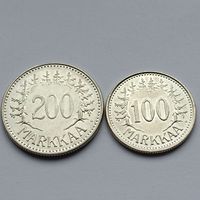 Набор 200 марок и 100 марок 1957 (Финляндия). Серебро 500. Монеты не чищены. 282