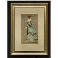 Кубарев В.Г. "Дама",акварель 42х57,5см. с рамой и паспарту.