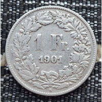 Швейцария 1 франк 1901 года, B. Серебро! Сторгуй за свою цену, предложи обмен!
