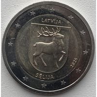 Латвия 2 евро 2025 г. Исторические области Латвии. Селия