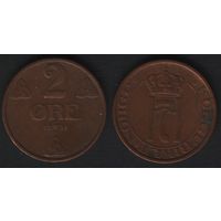 Норвегия km371 2 эре 1951 год (nf02