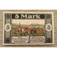 Werty71 Германия 5 марок 1918 аUNC банкнота Маульбронн