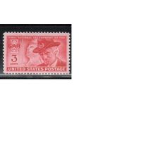 США-1949, (Мих.599),  *   , Война, Солдат, Ветеран,  (одиночка)
