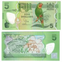 Фиджи 5  долларов 2012 год  UNC   Красногорлый лори  (полимер)