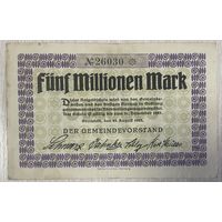 Банкнота 5 миллионов марок 1923 год. Веймарская республика.