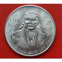 100 песо 1978 Мексика! Серебро 27,77 грамм 720 пробы 0,643 унции! ВОЗМОЖЕН ОБМЕН!