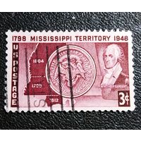 Марка США 1948 год 100 лет штату Миссиссиппи