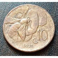 Италия 10 чентезимо, 1921    ( 1-4-2 )