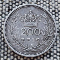 Португалия 200 рейсов 1909 года. Король Эмануэль II. Серебро! Сторгуй за свою цену, предложи обмен! Y