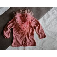 Трикотажный жакет Monsoon с перьями, размер М