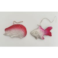 Елочная игрушка еж рыба картонаж СССР цена за все К.7