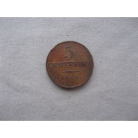 Ломбардия-Венеция 5 чентезимо 1849 год