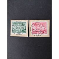 ГДР 1955 Полная серия марок на вырезках "Международный женский день" (гашение) Mi.450-451 каталог 1.20 евро