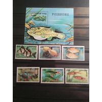 Камбоджа 1999 г. Рыбы. Морская фауна.