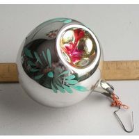 Елочная игрушка ШАР - ФОНАРИК большой  8 см времен СССР вид 2