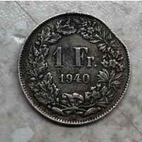 1 франк Швейцария 1940 г., B, Ag 835