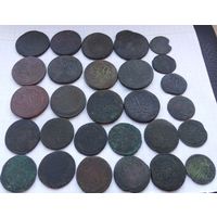 Кошелёк монет Елизаветы Петровны  28 штук 2 коп 1 коп деньга