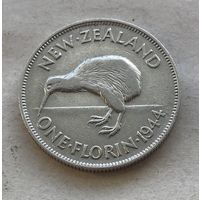 Новая Зеландия 2 шиллинга (флорин) 1944 Георг VI - серебро 0,500, редкая, тираж 140.000!