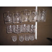 Хрусталь из СССР,стаканы и рюмки 12 предметов.С рубля.
