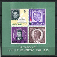 Гана - 1965 - Кеннеди - [Mi. bl. 19] - 1 блок. MNH.  (Лот 67Hi)-T41P41