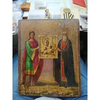 Икона св. Александра и св. Василий( или Веспасиан) держат икону козельщанской богоматери.