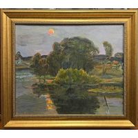 Гугель А.С. Вариант каталожной работы "Летняя ночь.Ждановичи", 1973г. Холст, масло. Размер с рамой 73,5х64,5 см.