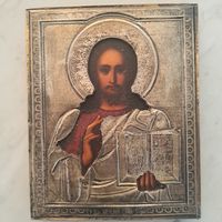 Старинная икона. Серебрянный оклад.