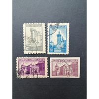 Польша 1945 Полная серия марок "Виды Гданьска (Danzig)" (гашение, следы наклеек) Mi.410-411,412А,412В каталог 1.60 евро