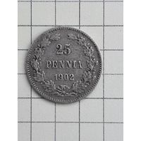 Монета 25 Пенни Финляндия 1902 г
