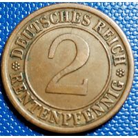 Германия 2 рентенпфеннига 1924 г. J