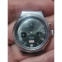 Редкие часы СЛАВА механические мужские имитация хронографа на ходу и в блеске