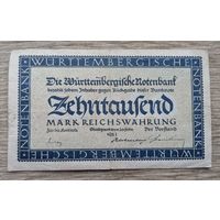 Werty71 Германия 10000 марок 1923 банкнота Гроссгельд Вюртемберг