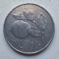 Италия 1 лира 1949  3-10-4