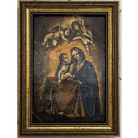 Почицкий В.В (dr.Klein) Ранний двухсторонний "Вседержитель и Богоматерь". Бумага , смешанная техника. Размер 20х28,5 см.