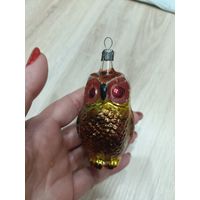 Елочные игрушки стекло, филин, сова