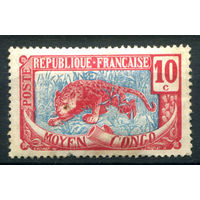 Французские колонии - Среднее Конго - 1907г. - леопард, 10 с - 1 марка - MH [Mi 5]. #4-W1-129-A-1
