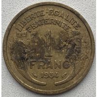 Франция 1 франк 1934 г.