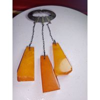 С рубля без мц. брошь "3 янтаря" ОЯК рЗвезда875пр.  10х5см. 12гр