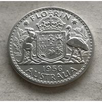 Австралия флорин (2 шиллинга) 1956 Елизавета II - серебро 0,500