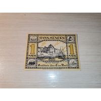 Нотгельд номиналом 1 марка , 1922 года, город Ганноверш-Мюнден, Германия.