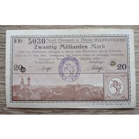Werty71 Германия 20 миллиардов марок 1923 банкнота Гроссгельд Бренц Гашение