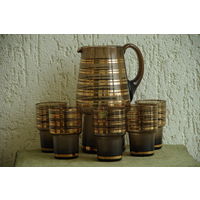 Кувшин + 5 стаканов ( Чехословакия , Богемия )   все целое