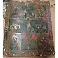 Икона старинная, многочастная. 35x30см