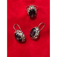 Советский серебряный гарнитур с позолотой. 875пр. 10гр