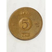 Швеция 5 оре 1962