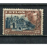 Британские колонии - Цейлон - 1938/1949 - Король Георг VI и местные виды 25С - [Mi.237X] - 1 марка. Гашеная.  (Лот 30HO)-T2P14